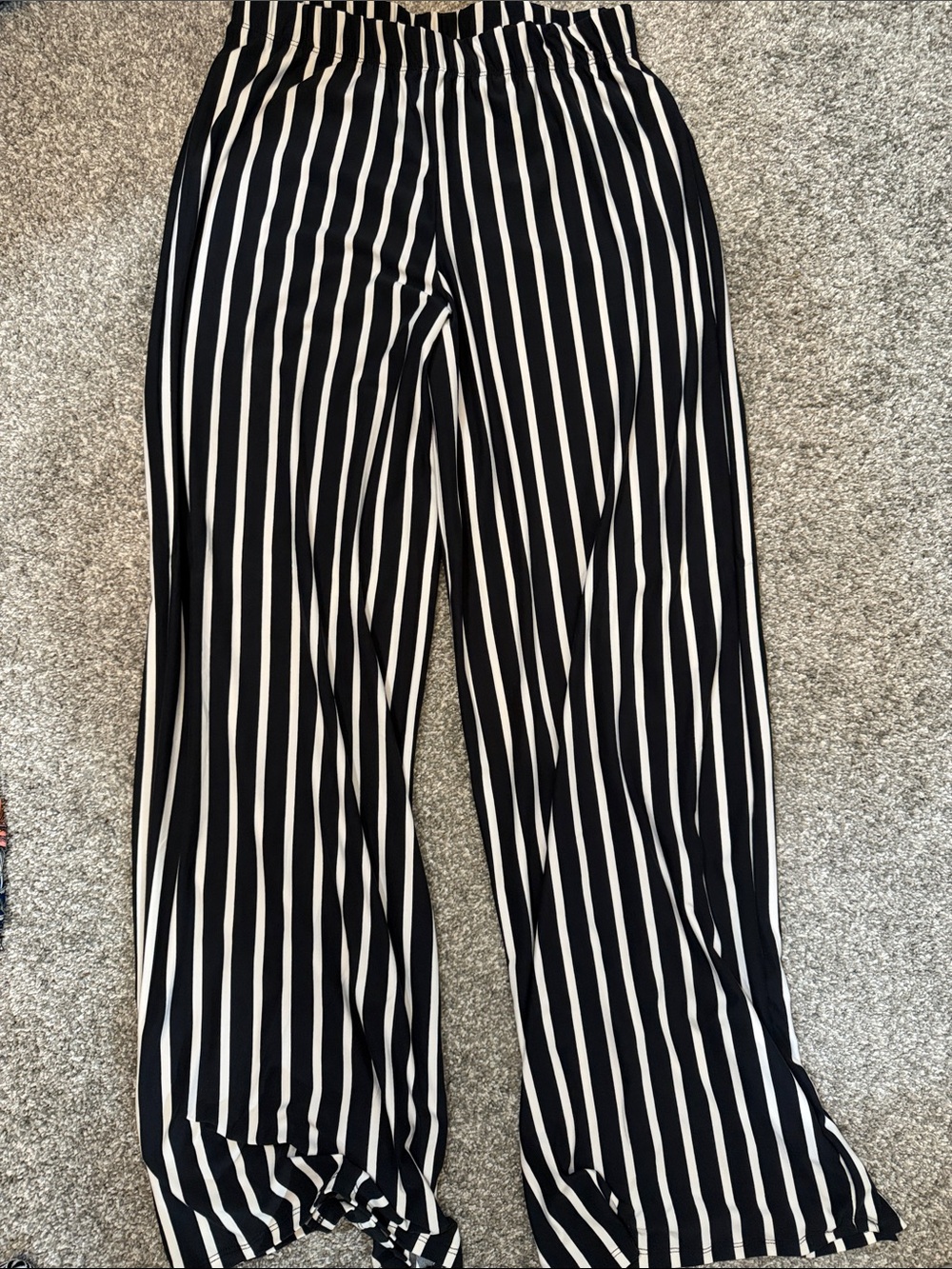 Fashionomics Black and White Striped Wide-Leg Pants